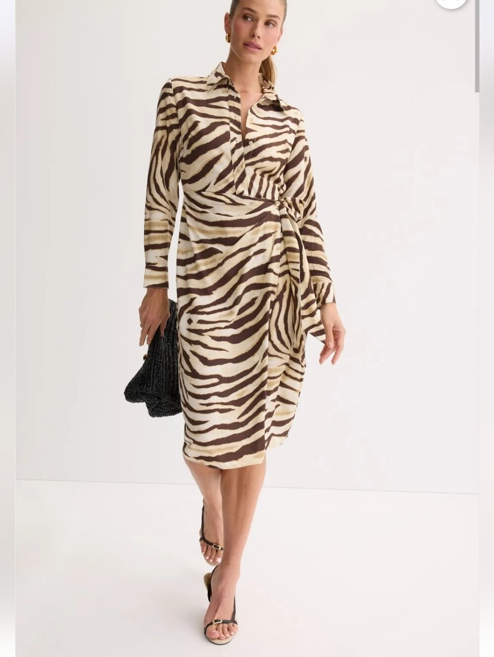 LAUREN RALPH LAUREN ANIMAL PRINT WRAP MIDI DRESS SIZE 6